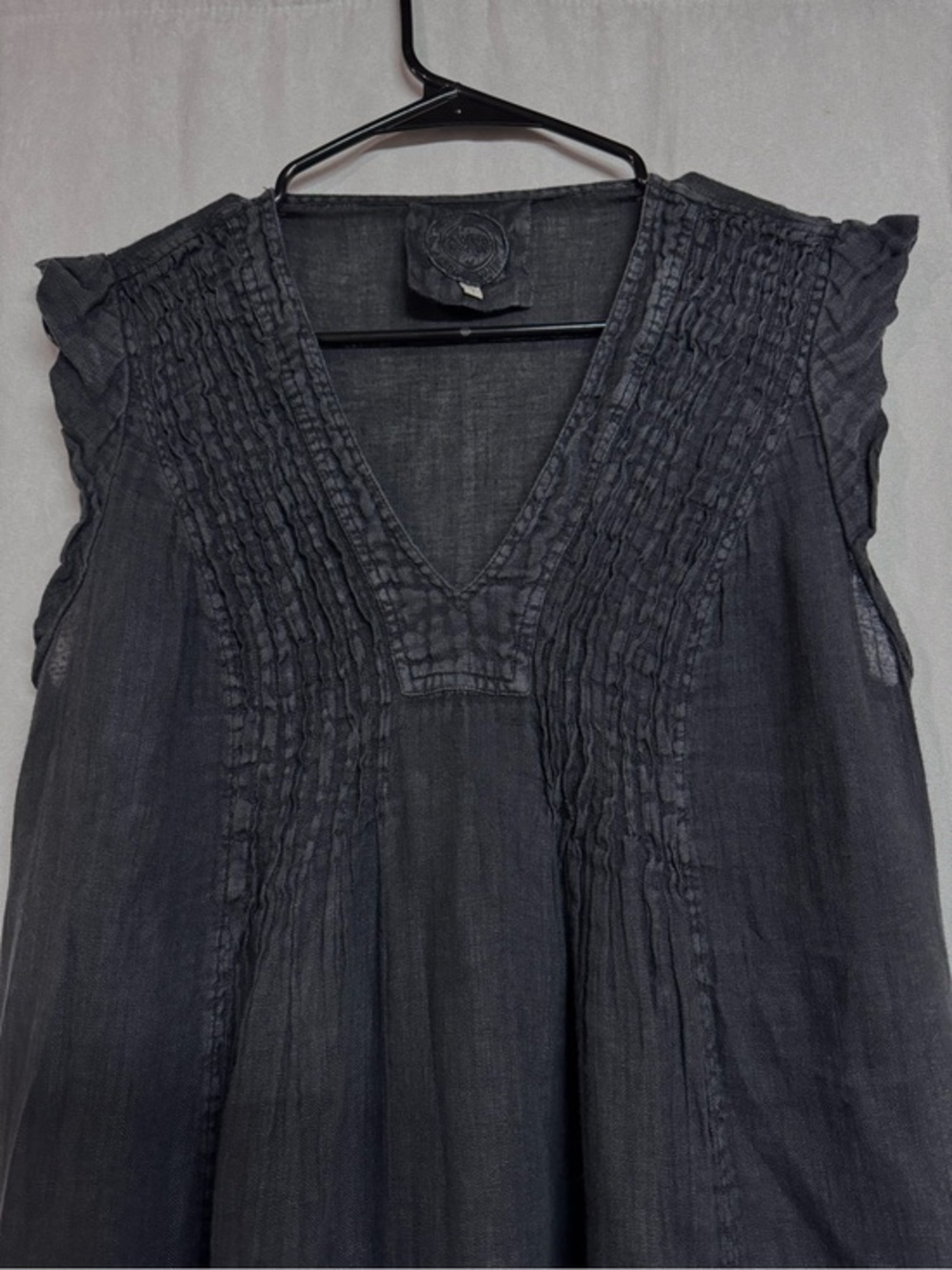 Black V Neck Linen Dress Size Large 100/100 Linen